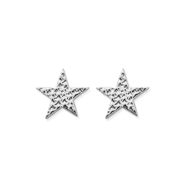 ChloBo Silver Sparkle Star Stud Earrings