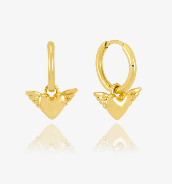 Rachel Jackson Gold Guardian Angel Wings Huggie Hoop Earrings