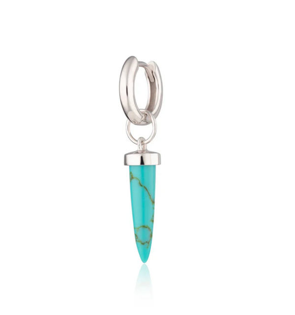 Scream Pretty Silver & Turquoise Spike Huggie Single Earring