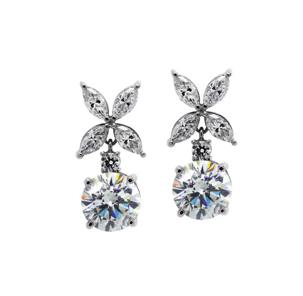 Carat London Silver Jasmine Chicory Round Drop Earrings