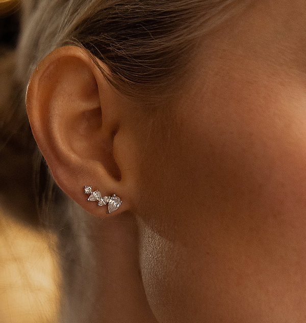 Carat London Silver Abigail Marquise Stud Earrings