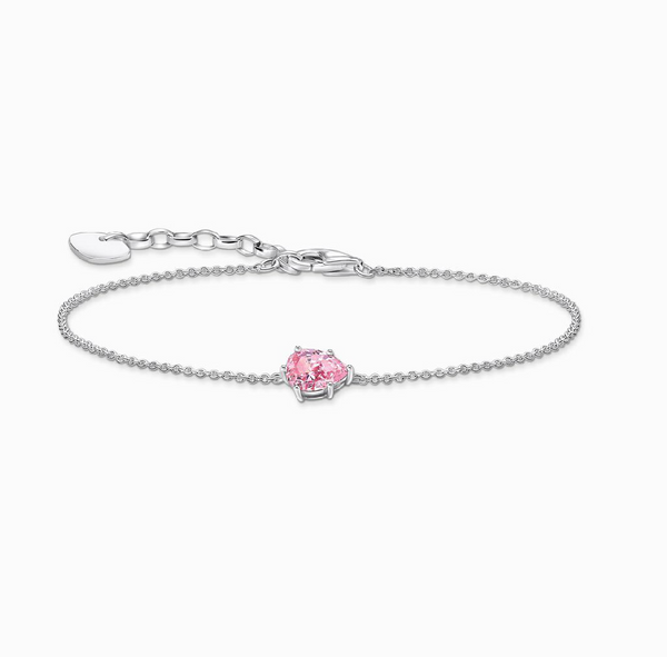 Thomas Sabo Silver Drop-Shaped Pink Zirconia Bracelet