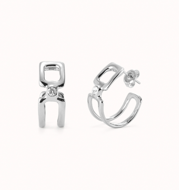 UNO de 50 Silver Double Rigid Hoop Earrings