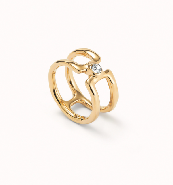 UNO de 50 Gold Double Rigid Ring