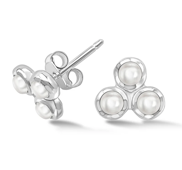 Dower & Hall Silver Pearl Trio Stud Earrings