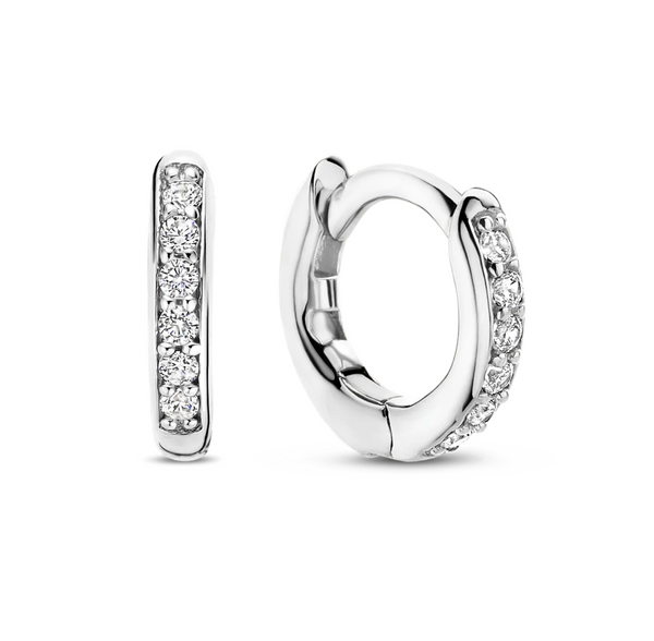 Ti Sento Silver Zirconia Mini Huggie Earrings