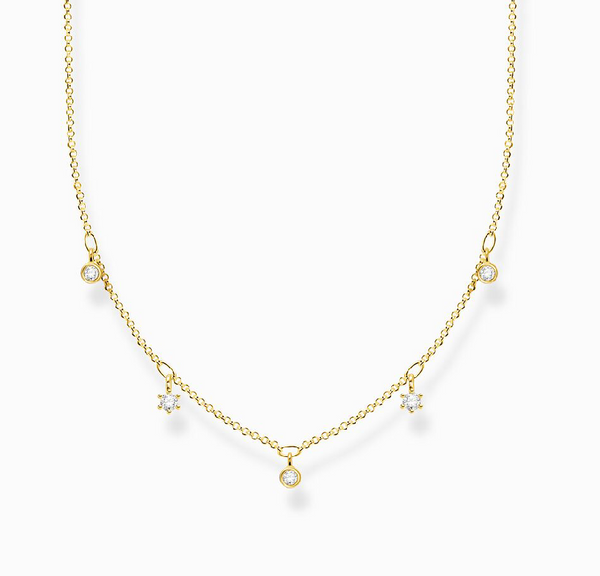 Thomas Sabo Gold White Stone Necklace