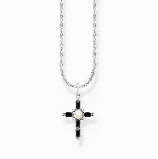 Thomas Sabo Silver & Black Cross Necklace