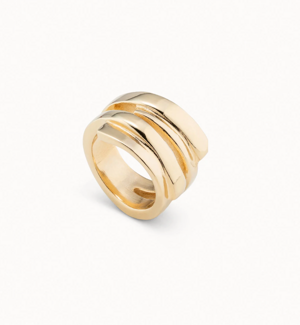 UNO de 50 Gold Irregular Ring Size 15