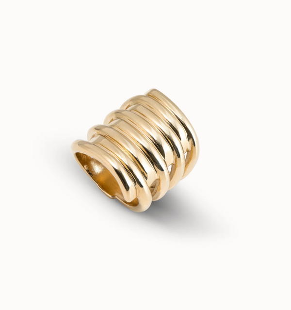 UNO de 50 Gold Stacked Ring