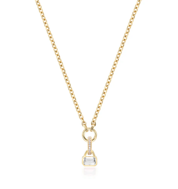 Laura Vann April - White Topaz Charm Chain Necklace