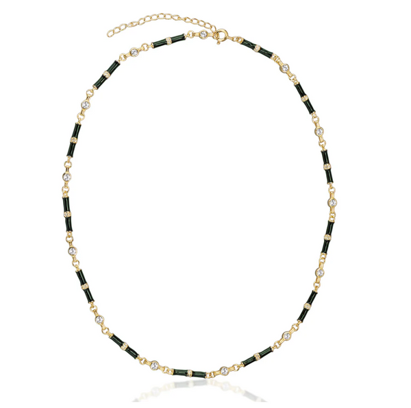 Laura Vann Marlowe Green Enamel Necklace