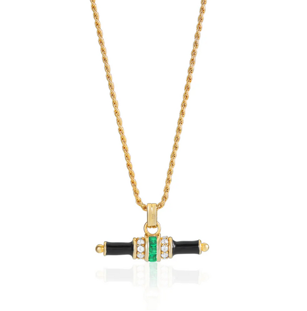 Laura Vann Bridget Black Enamel T-Bar Necklace