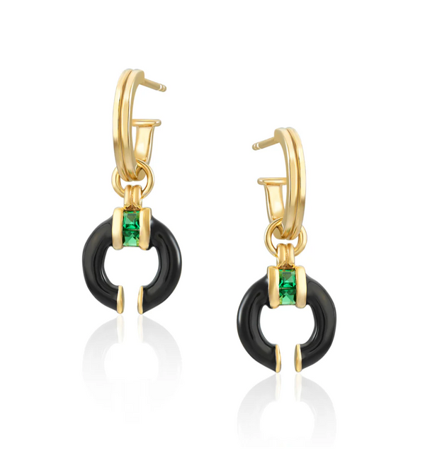 Laura Vann Delphine Black Enamel Earrings