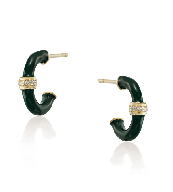 Laura Vann Green Enamel Hoop Earrings