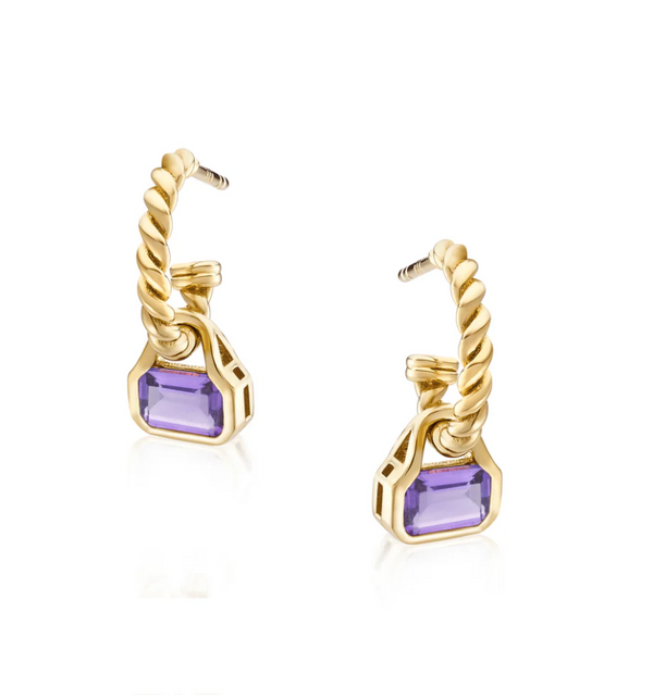 Laura Vann February - Amethyst Twisted Hoop Earrings