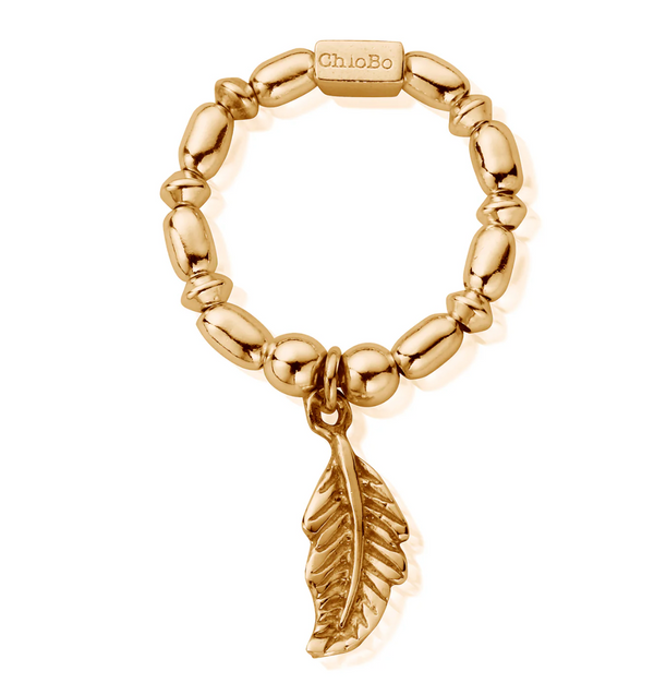 ChloBo Gold Mini Rice Feather Small Ring