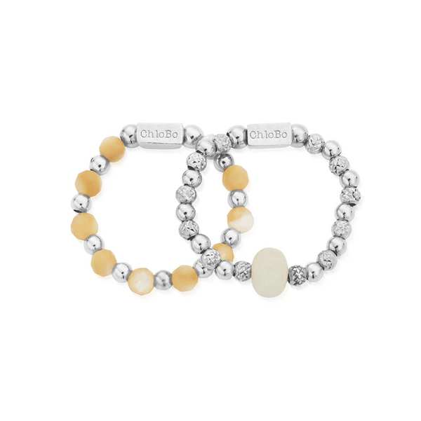 ChloBo Silver Peace & Balance Set of Two Small Rings