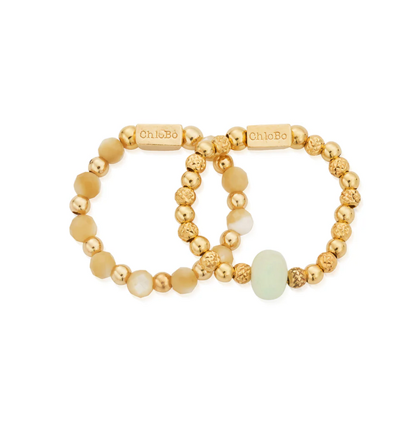 ChloBo Gold Peace & Balance Set of Two Medium Rings