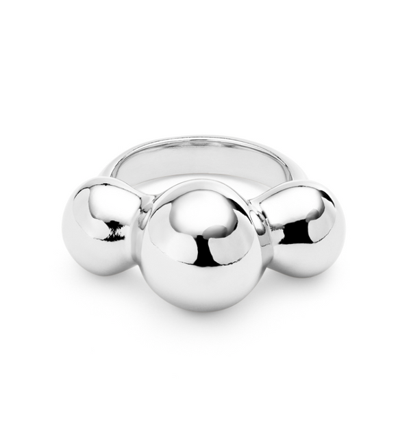 UNO de 50 Silver Ser Intrepida Triple Ball Ring