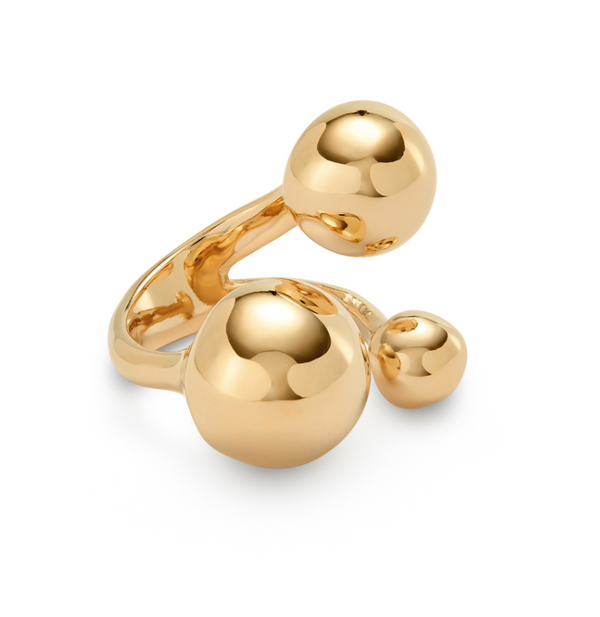 UNO de 50 Gold Ser Intrepida Triple Unsymmetrical Ball Ring