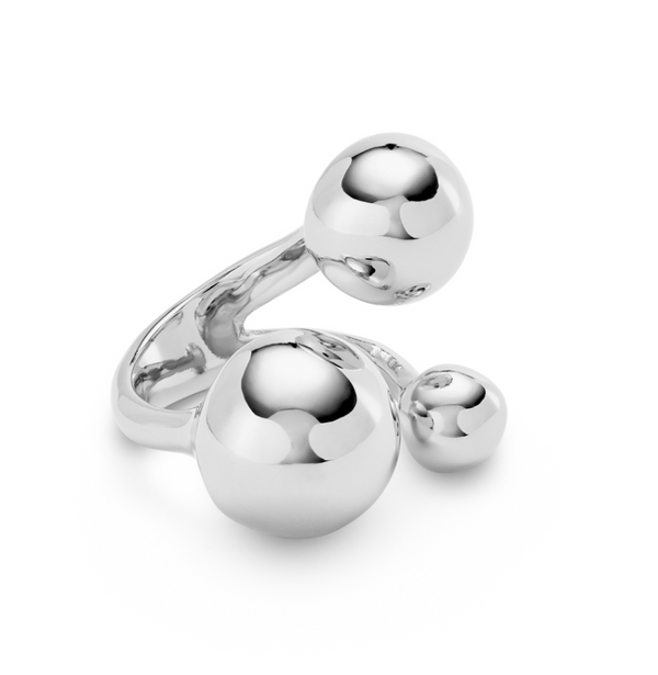 UNO de 50 Silver Ser Intrepida Triple Unsymmetrical Ball Ring
