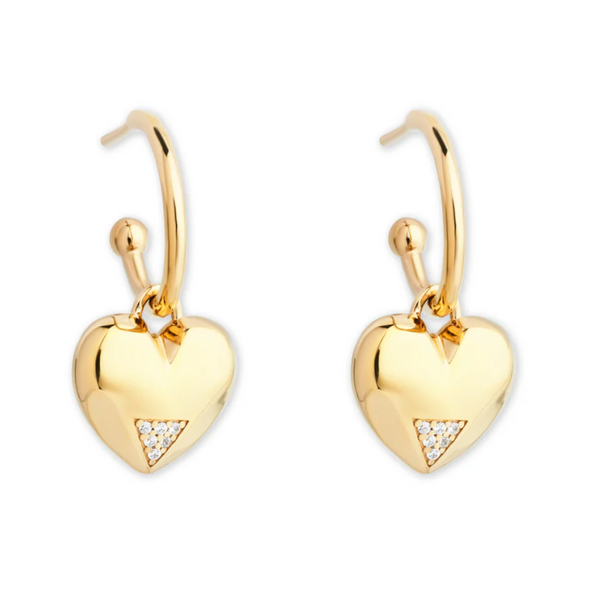 Toolally Gold Zirconia Art Deco Hearts Hoop Earrings