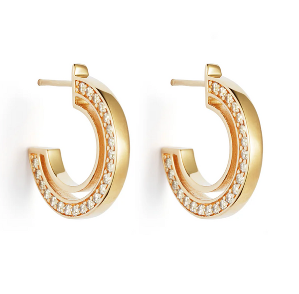 Toolally Gold Zirconia Double Hoop Earrings