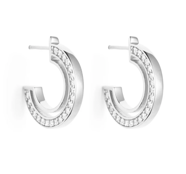 Toolally Silver Zirconia Double Hoop Earrings