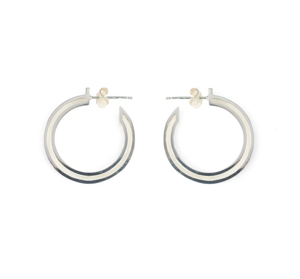 Toolally Medium Silver Double Hoop Earrings