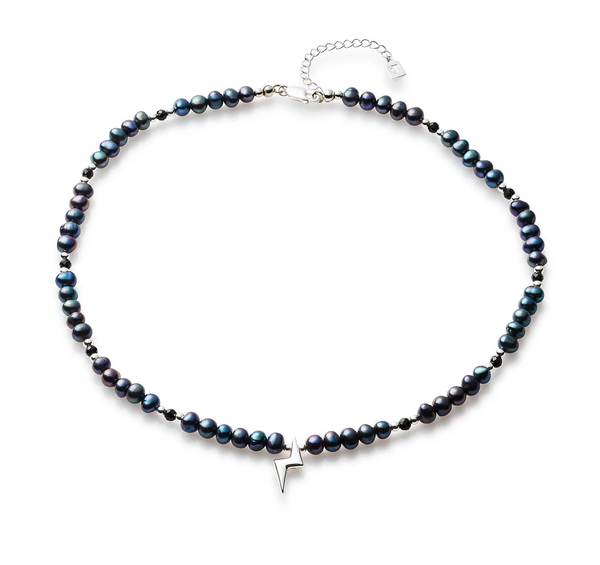 Toolally Silver Pearl Onyx Bolt Choker