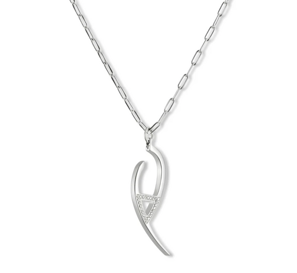 Toolally Silver Zirconia Flick Pendant Necklace