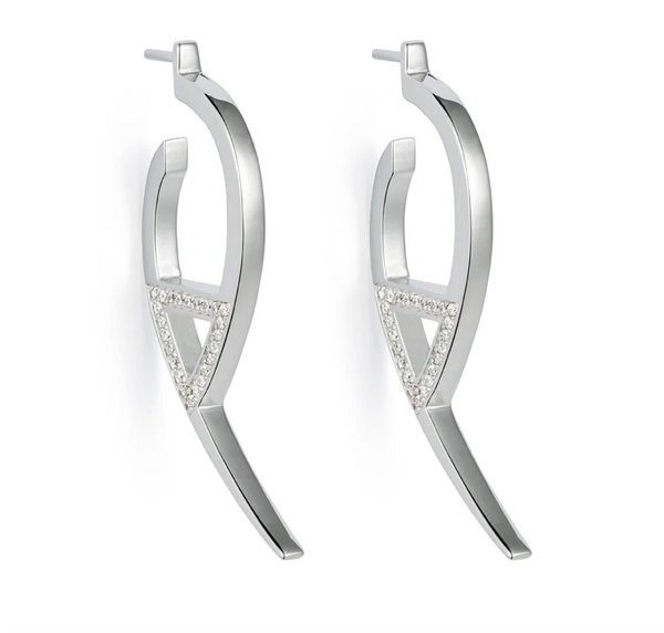 Toolally Silver Zirconia Flick Earrings