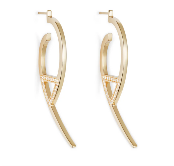 Toolally Large Gold Zirconia Flick Earrings