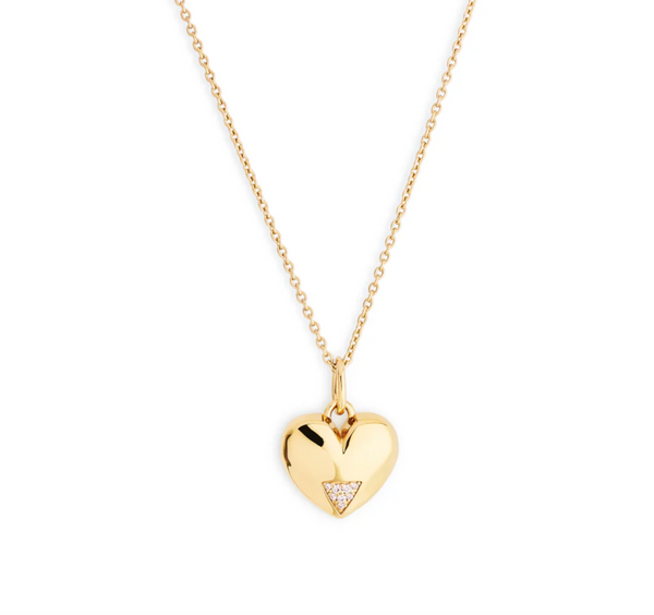Toolally Gold Zirconia Art Deco Heart Pendant Necklace