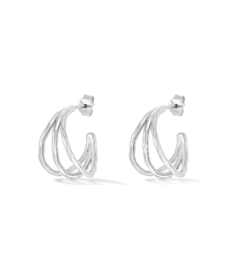 Dower & Hall Silver Small Triple Row Waterfall Hoop Earrings