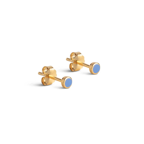 ENAMEL Copenhagen Gold Cornflower Enamel Dot Stud Earring