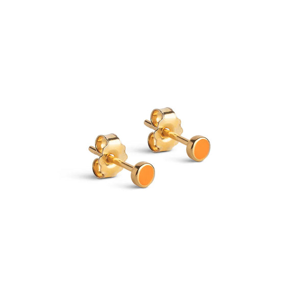 ENAMEL Copenhagen Gold Orange Enamel Dot Stud Earring