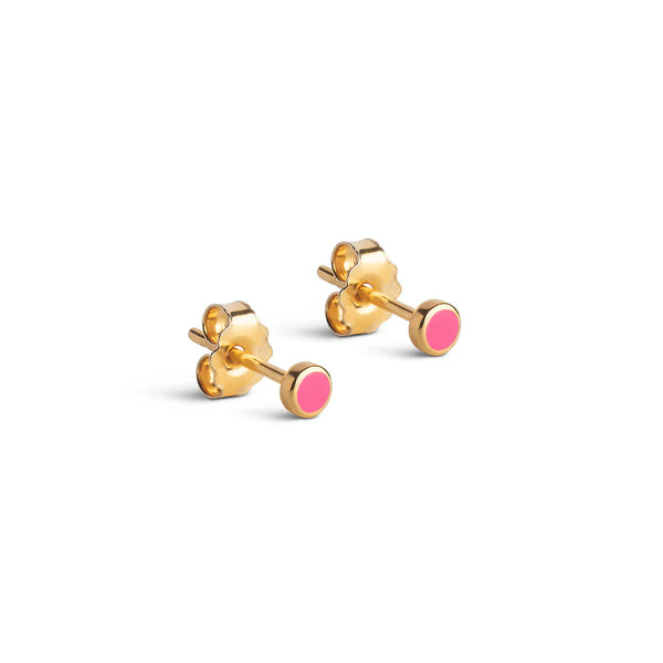 ENAMEL Copenhagen Gold Pink Enamel Dot Stud Earring