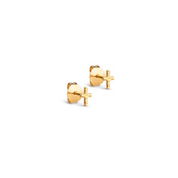 ENAMEL Copenhagen Gold Protective Cross Stud Earrings