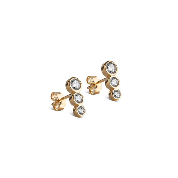 ENAMEL Copenhagen Gold Trinity CZ Stud Earrings