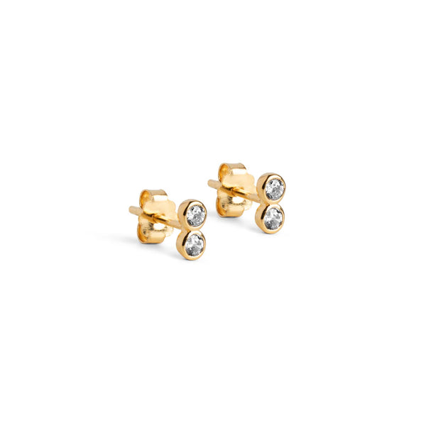 ENAMEL Copenhagen Gold Twin CZ Stud Earrings