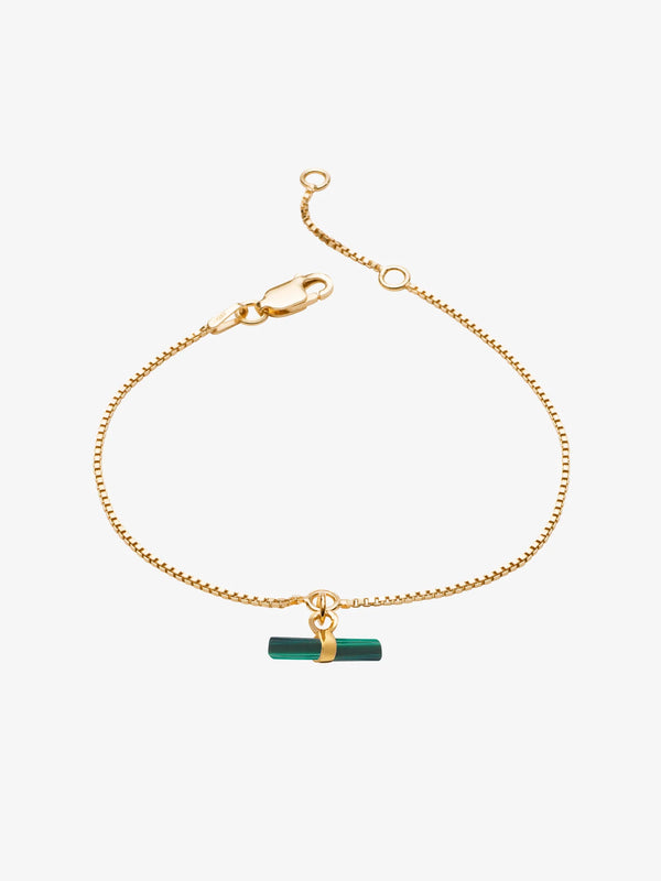 Rachel Jackson Gold Mini Malachite T-Bar Bracelet