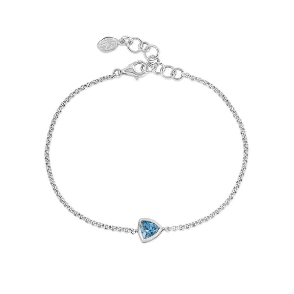 Dower & Hall Silver Blue Topaz Trillion Chain Bracelet