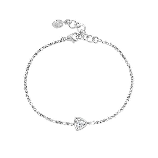 Dower & Hall Silver White Topaz Trillion Chain Bracelet