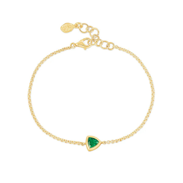 Dower & Hall Gold Green Garnet Trillion Chain Bracelet