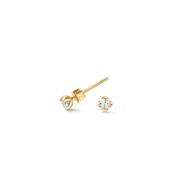Dower & Hall Gold 3mm White Sapphire Orissa Stud Earrings