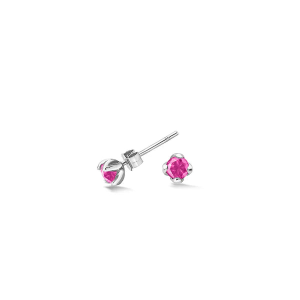 Dower & Hall Silver 4mm Pink Tourmaline Orissa Studs