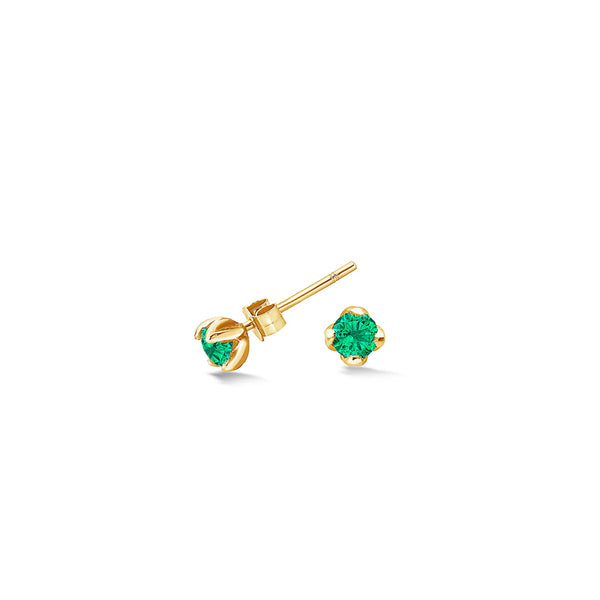 Dower & Hall Gold 4mm Green Garnet Orissa Stud Earrings