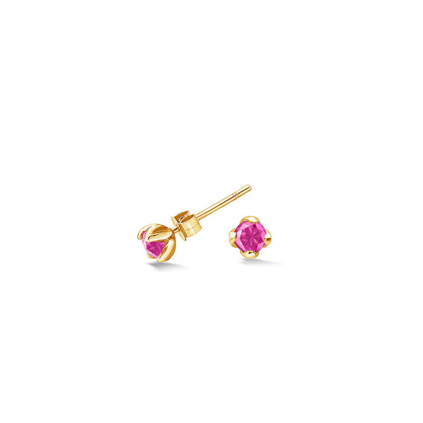 Dower & Hall Gold 4mm Pink Tourmaline Orissa Studs